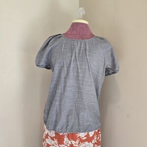 Gap Womens Puff Sleeve Shirt Gray Sz Medium EUC